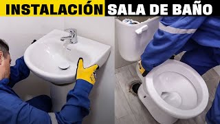 Instalación en sala de baño Inodoro y lavamanos [upl. by Bondy]