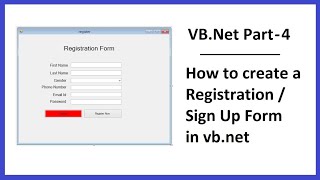 VBNet Part4 How to create a Registration  Sign Up Form in vbnet [upl. by Petie865]