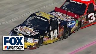 Sledgehammer Thrown at Kevin Harvick After Wreck  NASCAR Trucks Martinsville 2013 [upl. by Esinahs]