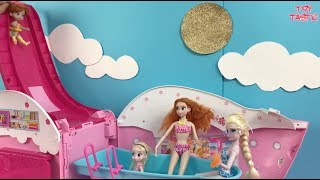 Frozen Dolls Elsa and Anna Pool Party Dress Up Shopping Barbie Morning Routine [upl. by Lleval685]