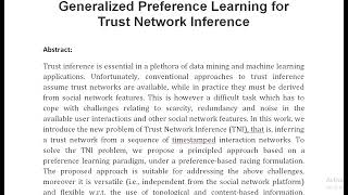 Generalized Preference Learning for Trust Network Inference [upl. by Cornelie]