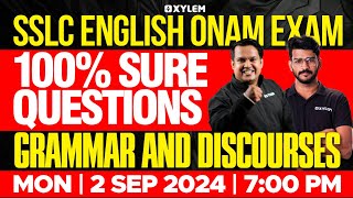 SSLC Onam Exam  English  100 Sure Questions  Grammar and Discourses  Xylem SSLC [upl. by Ahcsim373]