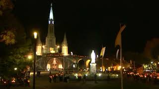 Mariale Procession aux flambeaux at the Sanctuaire de Lourdes  20 October 2024 [upl. by Okiram660]