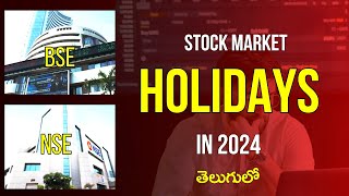 Stock Market Holidays 2024 In Telugu  Stock Market Holiday List 2024 In Telugu  Stock Market News [upl. by Eizus]