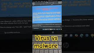 Virus vs malware computersecurity malware malware computereducation [upl. by Daria]