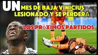 VINICIUS LESIONADO  BAJA IMPORTANTE para el MADRID FRENTE al LIVERPOOL  VINICIUS UN MES DE BAJA [upl. by Kutzer]