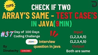 Check Two Arrays are Same in Java  தமிழ்  Logical Thinking  DinaTechy coding java [upl. by Mukund207]