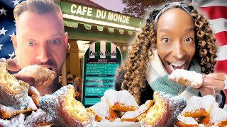 Brits Try Beignets For The First Time In New Orleans USA [upl. by Zusman905]