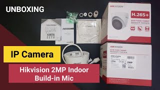 Unboxing IP camera Hikvision 2MP Indoor with Audio DS2CD1323G0IUF  Fixed Turret Network Camera [upl. by North]