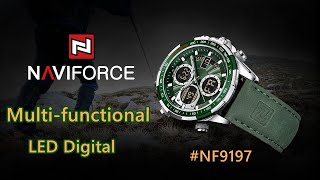 NAVIFORCE Watch the latest design Multifunctional mens watch NF9197 LED digital quartz watch [upl. by Analed]