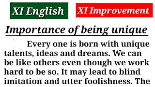 Importance of being unique Previous public exam answer for XI English [upl. by Eigger]