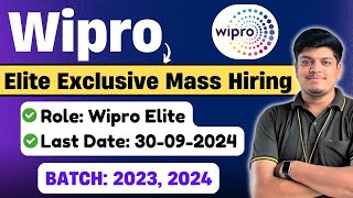 🔥Wipro Elite Mass Hiring 2024 2023 BATCH  Check College Eligibility  Wipro Elite Exclusive Hiring [upl. by Aver]