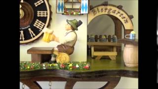 Chalet Cuckoo Clock  Animated Beer Drinker  Hones  165 [upl. by Ronoel566]