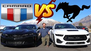 2024 Chevy Camaro V8 vs 2024 Ford Mustang V8 Which Muscle Car Is Best [upl. by Nauqan684]