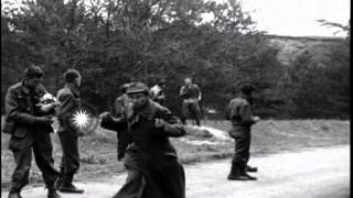 Liberated American POWs kick hit and throw things at newly captured German prisoHD Stock Footage [upl. by Tuhn]