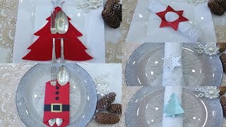 Diy Spettacolari idee per apparecchiare la tavola di Natale Christmas Silverware Holder Idea [upl. by Idnal895]