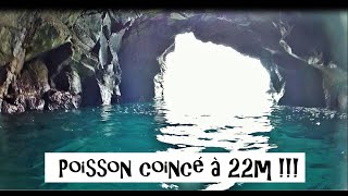 POISSON 🐟 COINCÉ À 22 M DE FOND 😮  spearfishing guadeloupe [upl. by Gnanmas]