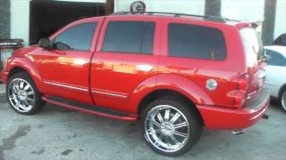 Dubsandtirescom Dodge Durango on 24 Flowmaster Exhaust Custom Leather Seats [upl. by Ingalls]