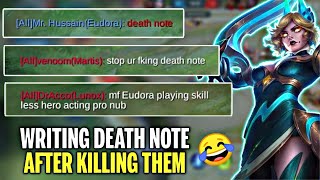 DEATH NOTE PRANK GONE WRONG 😂  Global Eudora Having Death Note Be Like  Mlbb [upl. by Gamali]