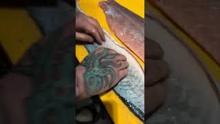 How to trim amp skin a Dtrim Salmon sides Part 4 of 4 Master Fishmonger Standard [upl. by Chernow]