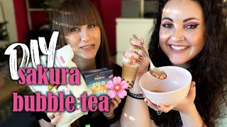 Bubble Tea mit Sakura Tapioca selbst machen 🌸🧋  BraTee Bubble Tea und Meßmer Cold Tea Pfirsich 🍑 [upl. by Rahab]