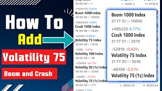 How To FindAdd Volatility 75 Volatility 100 Volatility 75s Index Boom And Crash amp more MT5 App [upl. by Martino]