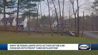 Army veterans jumps into action after car crashes into Plaistow yard [upl. by Terry]