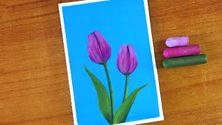 Oil Pastel Tulips Painting for beginners  Oil Pastel Drawing [upl. by Atiroc]