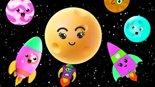 Baby Sensory Space Adventure Colorful Rockets amp Moons  High Contrast Video for Baby toddler [upl. by Ronny]