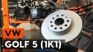 How to change front brake discs  front brake rotors on VW GOLF 5 1K1 TUTORIAL AUTODOC [upl. by Llewoh]