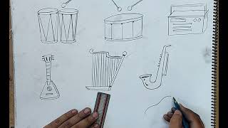 how to draw musical instruments I how to draw musical instruments easily I [upl. by Rednaxela604]