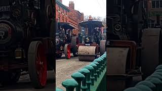 Aveling and porter steam roller trundling past a Burrell [upl. by Herring]