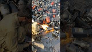 Ac Compressor Fire Cutter 😱  Copper Scrap shorts recycle [upl. by Mercado]