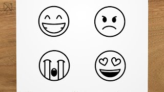 How to draw EMOTICONS EMOJI step by step EASY [upl. by Adnaram]