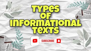 Types of Informational Texts [upl. by Stannfield99]