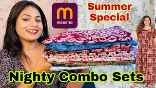 Meesho Cotton Nighty Haul  Daily Wear Nighty Haul  Meesho NightyMaxi Haul  Tryon Haul [upl. by Akinet]