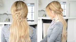 Rope Braid Chignon HalfUp HalfDown Hairstyle  Fancy Hair Tutorial [upl. by Sidoma]