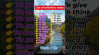 ListofInfinitiveVerbs। english vocabulary learnenglish sentences grammar ytshorts [upl. by Arutnev]