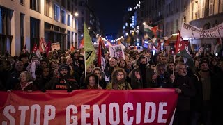 Thousands of protesters march in Paris ahead of tense football match between FranceIsrael [upl. by Pigeon]