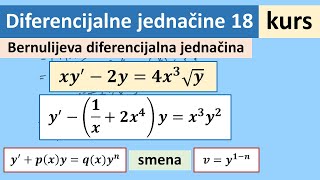 Diferencijalne jednačine zadaci 18  Bernulijeva diferencijalna jednačina [upl. by Herring]