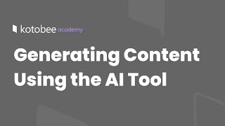 Generating Content Using the AI Tool  Kotobee Academy [upl. by Aseiram196]