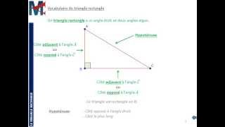 3ème  LE TRIANGLE RECTANGLE  Côtés opposé et adjacent [upl. by Raphaela415]