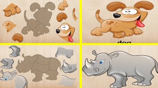 rhinocers and dog cartoon puzzle game for kidscartoon puzzle gamecartoonpuzzleviral [upl. by Leasi518]