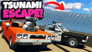 Surviving a MASSIVE TSUNAMI During a Police Chase in Stormworks Multiplayer [upl. by Ahseirej702]