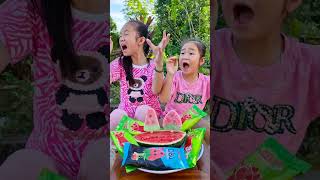 197Watermelon Ice Cream Hydraulic Press SECRET cute baby candy  watermelon candy is great [upl. by Melina]