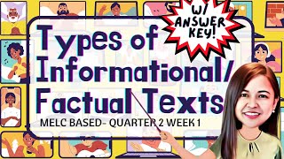 TYPES OF INFORMATIONAL TEXTS  FACTUAL TEXTS  ENGLISH 6 MODULE Q2 W1 typesofinformationaltext [upl. by Elgna]