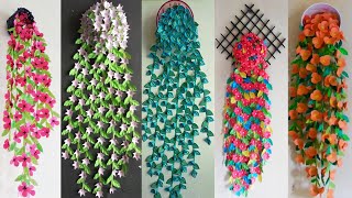 5 color paper flower wall hanging5 beautiful paper flower wall hanging [upl. by Anoid841]