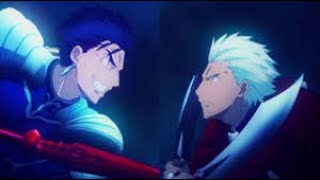 Fate Unlimited Blade Works  Archer vs Lancer Fight Reaction [upl. by Champagne]