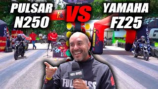 Pulsar N250🆚Yamaha Fz 25🔥Fullgass Drag Race cuarto de milla [upl. by Icram]