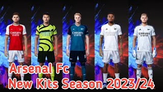 Arsenal New Kits Season 20232024 sider amp cpk version eFootball PES 2021 [upl. by Austin]